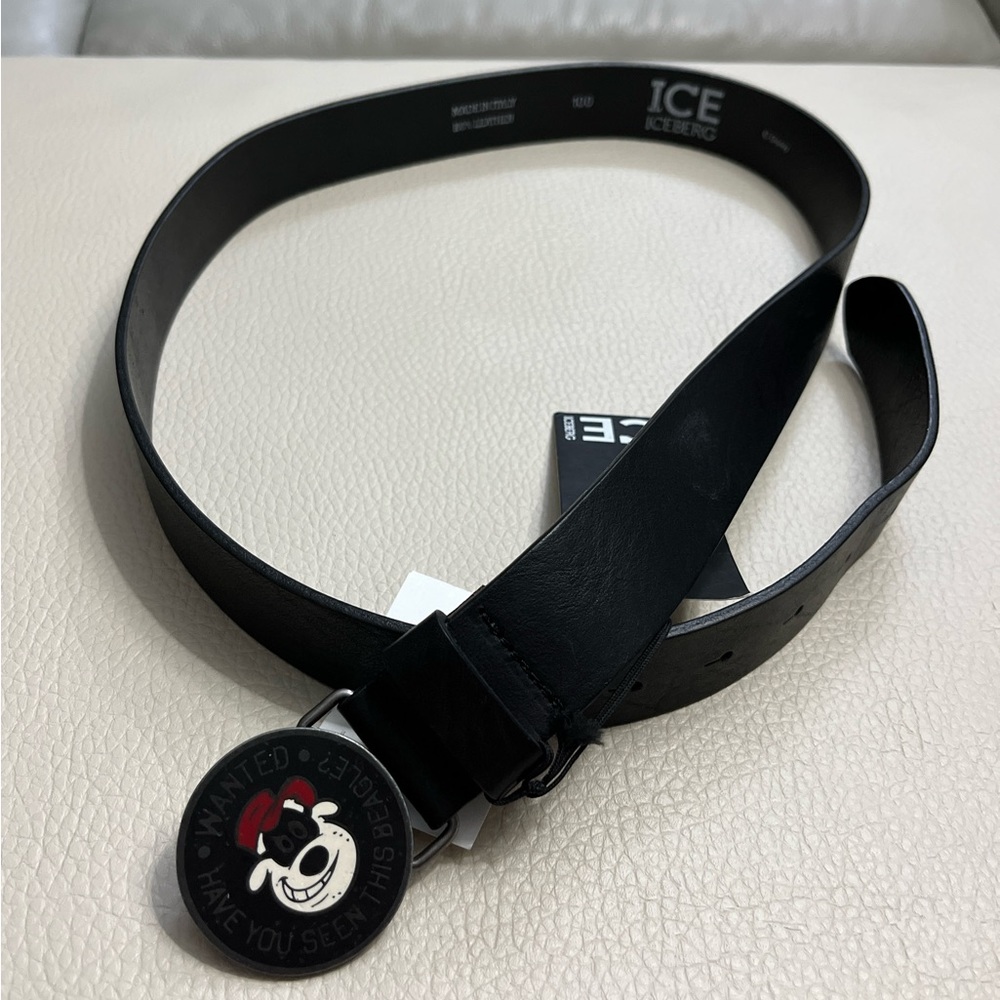 NWT -Ice Iceberg x Disney The Beagle Boys Men’s Leather Belt-Made in Italy-100cm